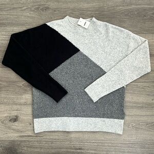 J.CREW Mock Neck Sweater Sz. XS Colorblock Gray Black Extra Soft Classic 90s NEW